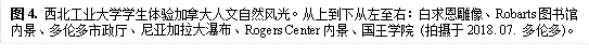 图4. 永利集团3044官网欢迎您学生体验加拿大人文自然风光。从上到下从左至右:白求恩雕像、Robarts图书馆内景、多伦多市政厅、尼亚加拉大瀑布、Rogers Center内景、国王学院 (拍摄于2018. 07. 多伦多)。